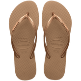 Women's Slim Logo Metallic Flip Flops